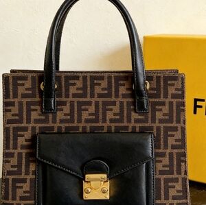 Fendi Vintage Zucca Flip Lock Tote